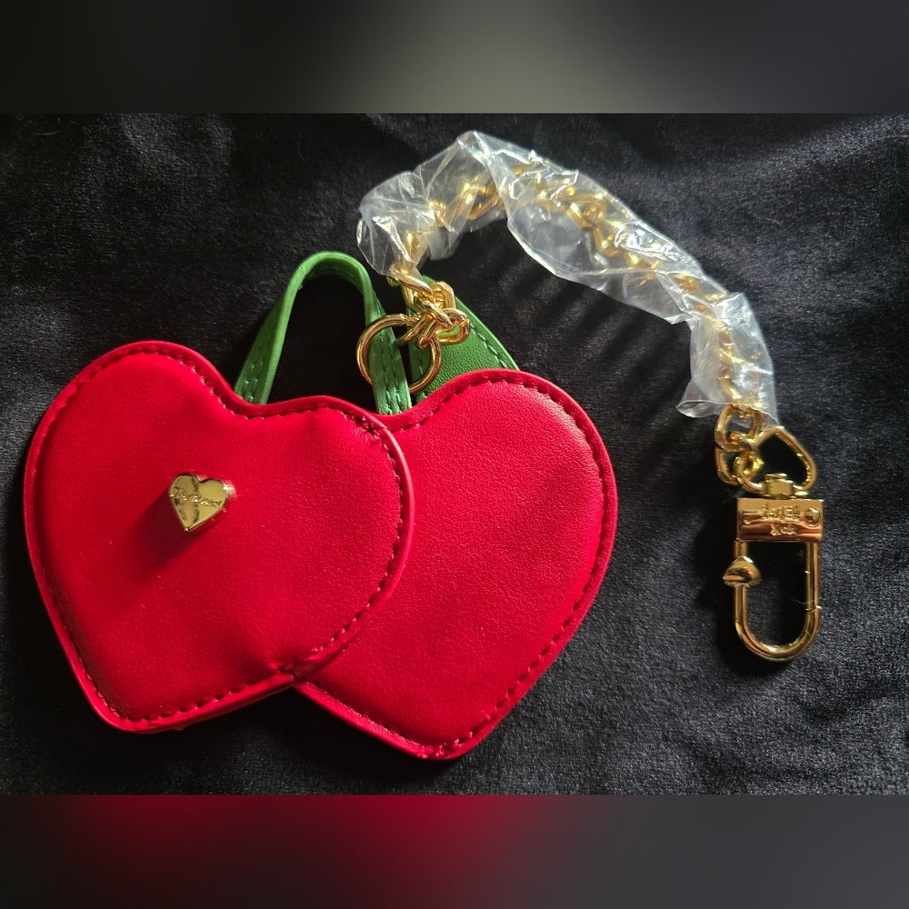 Heart-Shaped Red and Green Betsey Johnson Keychain